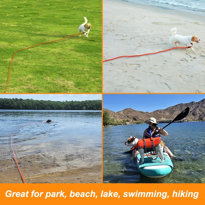 Vivifying Long Dog Leash, 32ft Floating Dog Training Leash, Check Cord Rope Lead with Comfortable Handle for Outside, Hiking, Swimming, Beach and Lake (Orange) - Image 5